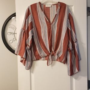 Lavender Field top with bell sleeves size L